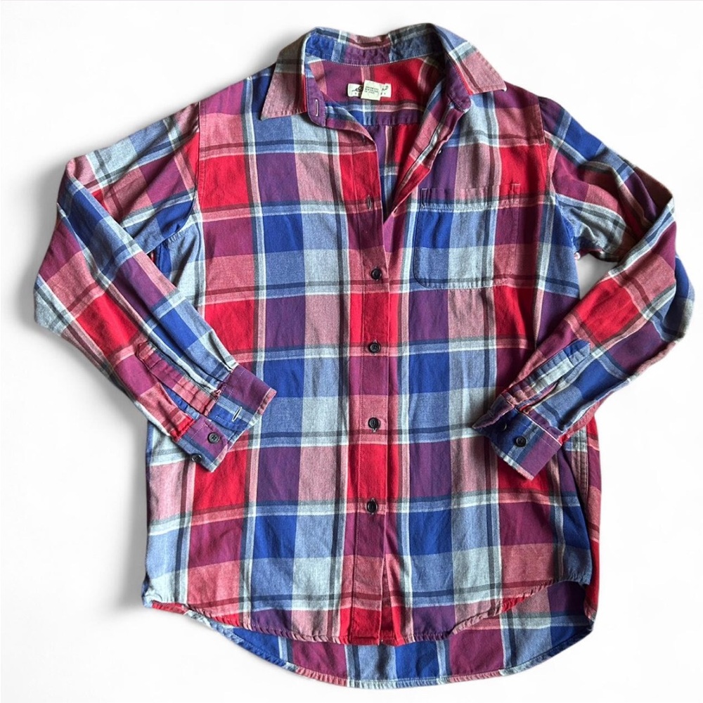 Vtg Eddie Bauer Womens Red and Blue Checkered Shirt